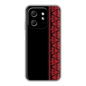 Силиконовый Чехол на Infinix Hot 50i (Красная Вышиванка)