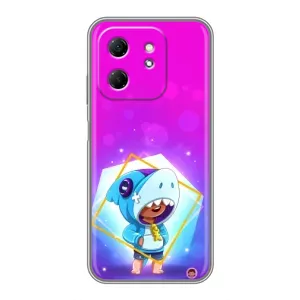 Чехол Бравл Старс для Infinix Hot 50i (Леон в костюме Акулы)