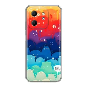 Силиконовый чехол с котиком для Infinix Hot 50i (Mew)