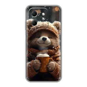 Печатный чехол «Зверята с кофе» для Infinix Hot 50i (Медвежонок с кофе)