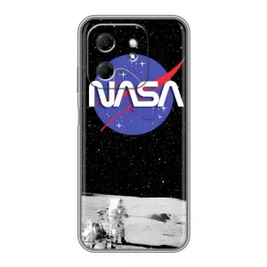Силиконовый бампер с принтом "Наса" на Infinix Hot 50i (Nasa на луне)