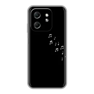 Чехол с картинками на черном фоне для Infinix Hot 50i (Ноты)