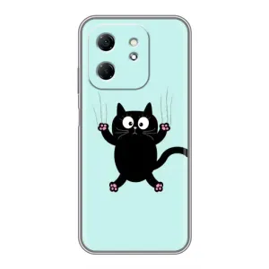 Силиконовый чехол с котиком для Infinix Hot 50i (Падающий кот)