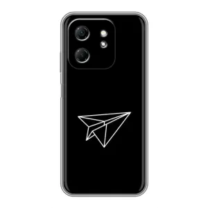 Чехол с картинками на черном фоне для Infinix Hot 50i (Самолетик)