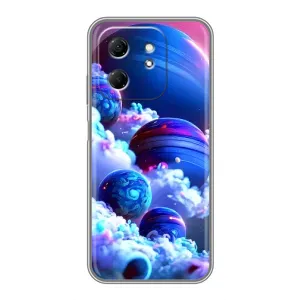 Чехлы КОСМОС для Infinix Hot 50i (Синие планеты)