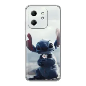 Чехол с рисунком Стич для Infinix Hot 50i (Стич с цветочком)