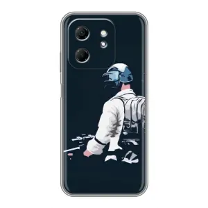 Силиконовый чехол с картинкой "Герой Pubg" на Infinix Hot 50i (В экиперовке)