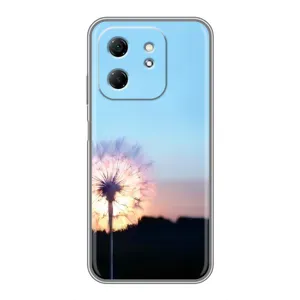 Силиконовый Чехол с одуванчиками на Infinix Hot 50i (Закат с одуванчиком)