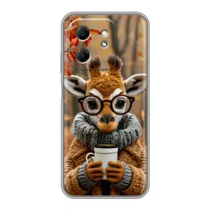 Печатный чехол «Зверята с кофе» для Infinix Hot 50i (Жираф с кофе)