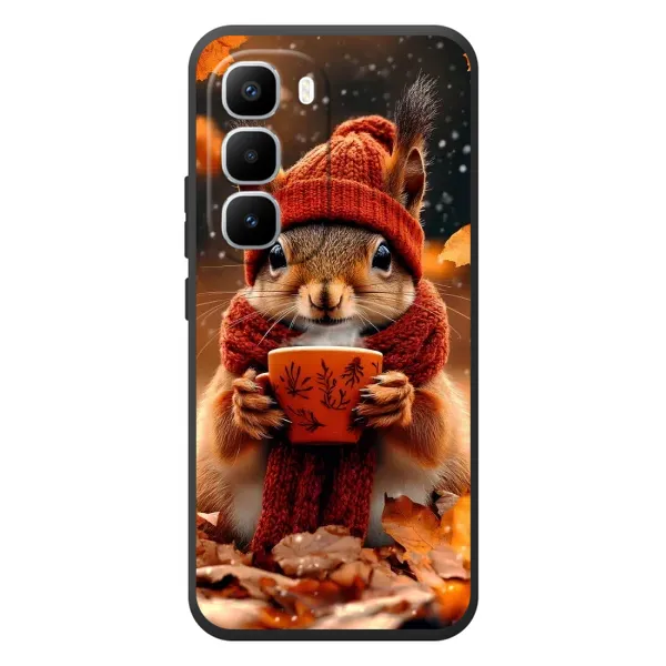 Чехол с рисунком «Белка с кофе» для Infinix Hot 60 Pro Plus Чехол с рисунком «Белка с кофе» для Infinix Hot 60 Pro Plus