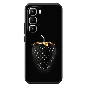 Чехол с изображением вкусной еды для Infinix Hot 60 Pro Plus (Чёрная клубника)