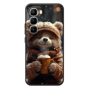Печатный чехол «Зверята с кофе» для Infinix Hot 60 Pro Plus (Медвежонок с кофе)