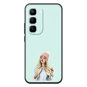 Силіконовый Чохол на Infinix Hot 60 Pro Plus з картинкой Модных девушек (В шапці)