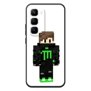 Чехлы для Infinix Hot 60 Pro Plus (Персонажи Майн Крафт) (Зеленый мальчик)