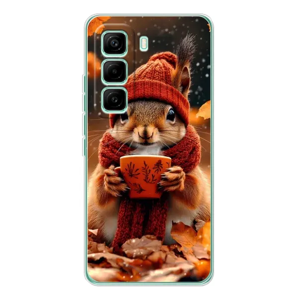 Чехол с рисунком «Белка с кофе» для Infinix Hot 60 Pro Чехол с рисунком «Белка с кофе» для Infinix Hot 60 Pro