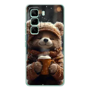Печатный чехол «Зверята с кофе» для Infinix Hot 60 Pro (Медвежонок с кофе)
