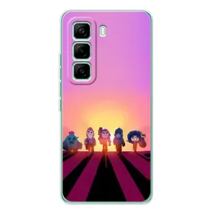 Силиконовый Чехол на Infinix Hot 60 Pro с картинкой Brawl Stars (Персонажи в закате)