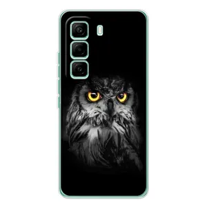 Чехлы с принтом СОВЫ для Infinix Hot 60 Pro (Сова на чёрном)