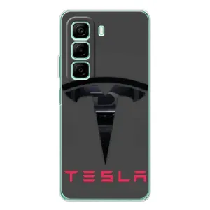 Силіконовий бампер з картинкою машини на Infinix Hot 60 (Logo TESLA)