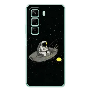 Силиконовый Чехол с принтом "Космонавты" на Infinix Hot 60i (Космонавт на рыбалке)