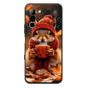 Друкований чохол 'Звірята з кавою' для Infinix Hot 70 (Білка з кавою)