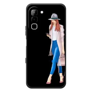 Чохол з картинкою Модні Дівчата Infinix Hot 70 (Дівчина з телефоном)