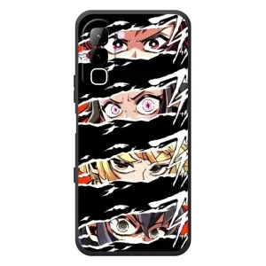 Силіконові чохлі з очіма Anime для Інфінікс Хот 70 (Очі на чорному)
