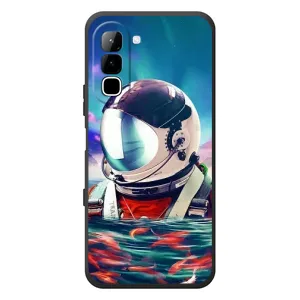 Силиконовый Чехол с принтом "Космонавты" на Infinix Hot 70 (Космонавт в воде)
