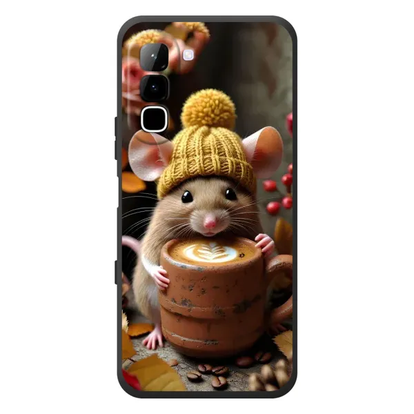 Чехол с рисунком «Мышка с кофе» для Infinix Hot 70 Чехол с рисунком «Мышка с кофе» для Infinix Hot 70