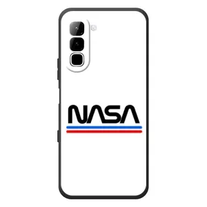 Силиконовый бампер с принтом "Наса" на Infinix Hot 70 (NASA на белом фоне)