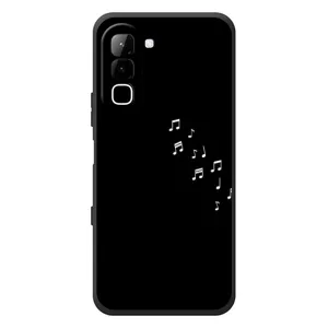 Чехол с картинками на черном фоне для Infinix Hot 70 (Ноты)