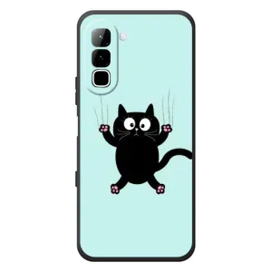 Силіконовий чохол з котиком для Infinix Hot 70 (Падаючий кіт)