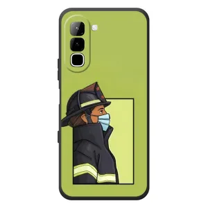 Силиконовый бампер (Работники) на Infinix Hot 70 (Пожарник)