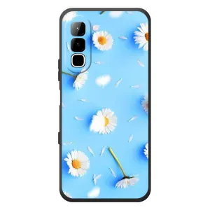 Чехол с Цветами для Infinix Hot 70 (ромашки на голубом)