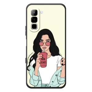 Силіконовый Чохол на Infinix Hot 70 з картинкой Модных девушек (З напоєм)