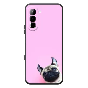 Бампер для Infinix Hot 70 з картинкою "Песики" (Собака на рожевому)