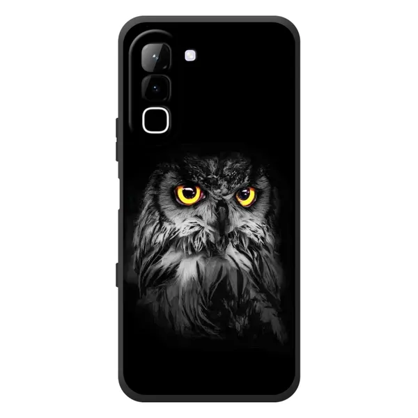 Чехол с рисунком «Сова на чёрном» для Infinix Hot 70 Чехол с рисунком «Сова на чёрном» для Infinix Hot 70
