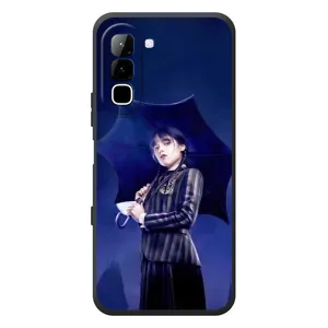 Чохол з картинкою Венсдей на Infinix Hot 70 (Венсдей з парасолькою)