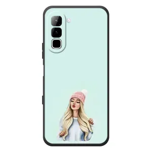 Силіконовый Чохол на Infinix Hot 70 з картинкой Модных девушек (В шапці)