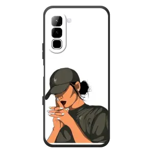 Силіконовый Чохол на Infinix Hot 70 з картинкой Модных девушек (У зеленому)