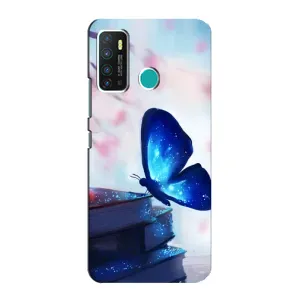 Силиконовый бампер с картинкой животных для Infinix Hot 9 / Hot 9 Pro (Бабочка синяя)