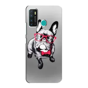 Чехол (ТПУ) Милые собачки для Infinix Hot 9 / Hot 9 Pro (Бульдог в очках)