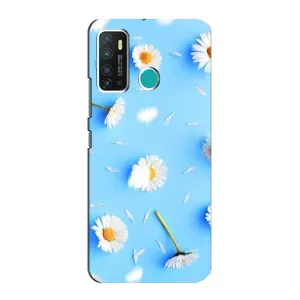 Чехол с Цветами для Infinix Hot 9 / Hot 9 Pro (ромашки на голубом)