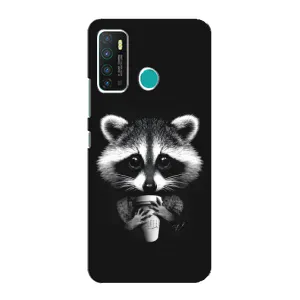 Силиконовый Чехол с Енотами на Infinix Hot 9 / Hot 9 Pro (С кофем)