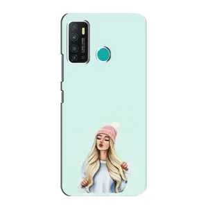 Силіконовый Чохол на Infinix Hot 9 / Hot 9 Pro з картинкой Модных девушек (В шапці)