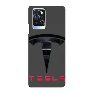 Силиконовый бампер с картинкой машины на Infinix Note 10 Pro (Logo TESLA)
