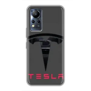 Силиконовый бампер с картинкой машины на Infinix Note 11 Pro (Logo TESLA)