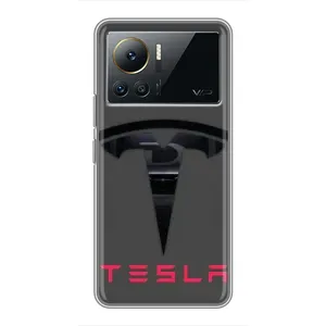 Силіконовий бампер з картинкою машини на Infinix Note 12 2023 (Logo TESLA)