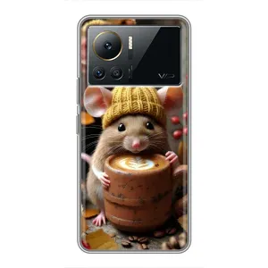 Печатный чехол «Зверята с кофе» для Infinix Note 12 Pro (4G) (Мышка с кофе)