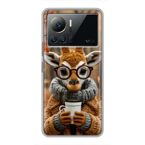 Печатный чехол «Зверята с кофе» для Infinix Note 12 Pro (4G) (Жираф с кофе)